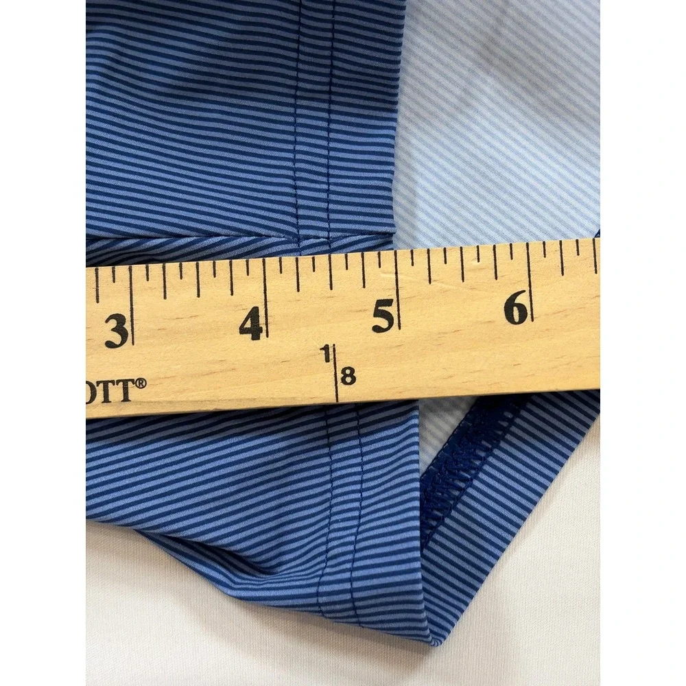 Quince Mens Blue Pinstripe Swim Shorts Trunks Mesh Lining Size L Quick Dry